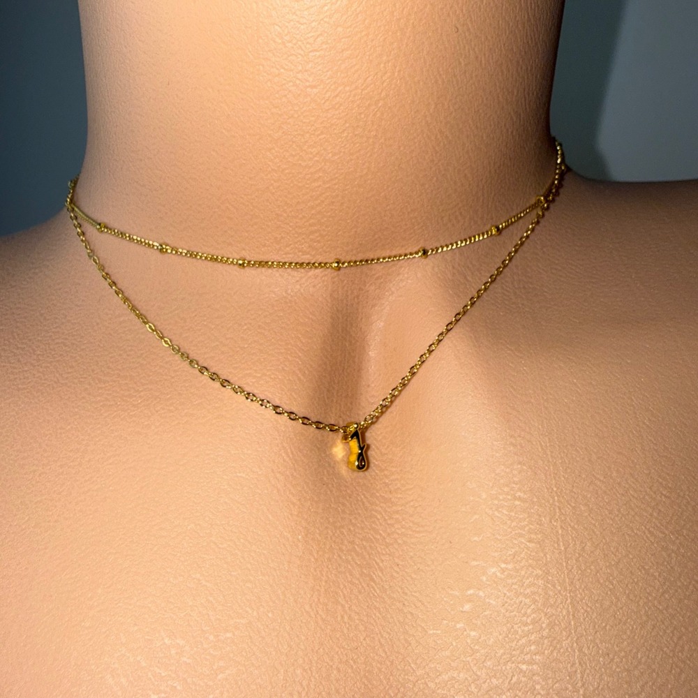 Yoosteel Gold Layered Initial Necklace Set Satellite Choker Letter J Pendant - Picture 2 of 9